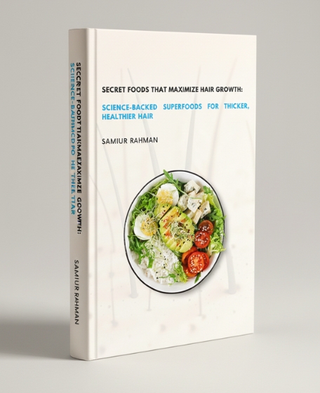 Hair growth bundle ebook cover featuring secret foods that support natural hair growth